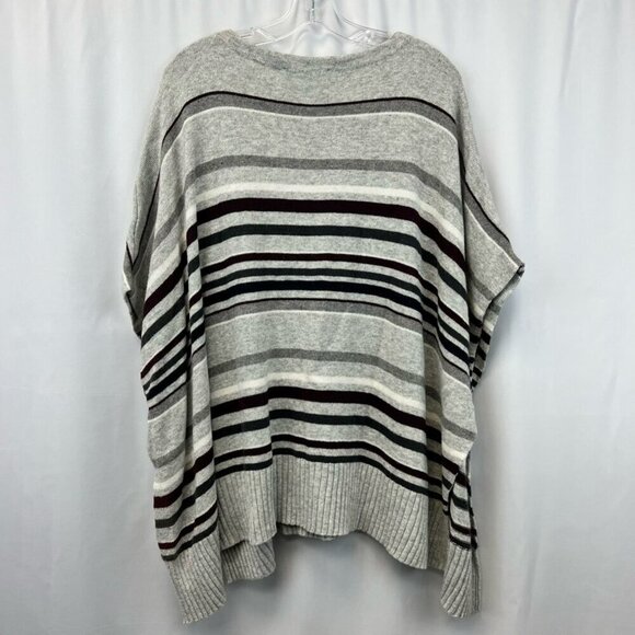 Loft Womens Pullover Sweater Multicolor Striped Poncho Short Sleeve Cotton XS/S - Picture 3 of 11